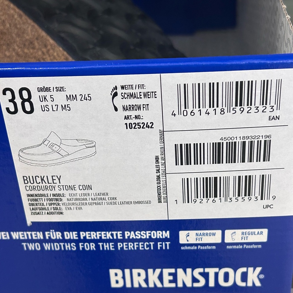 Birkenstock | Buckley Suede Corduroy Clog Womens Size 38 US 7 Gray - Picture 12 of 13